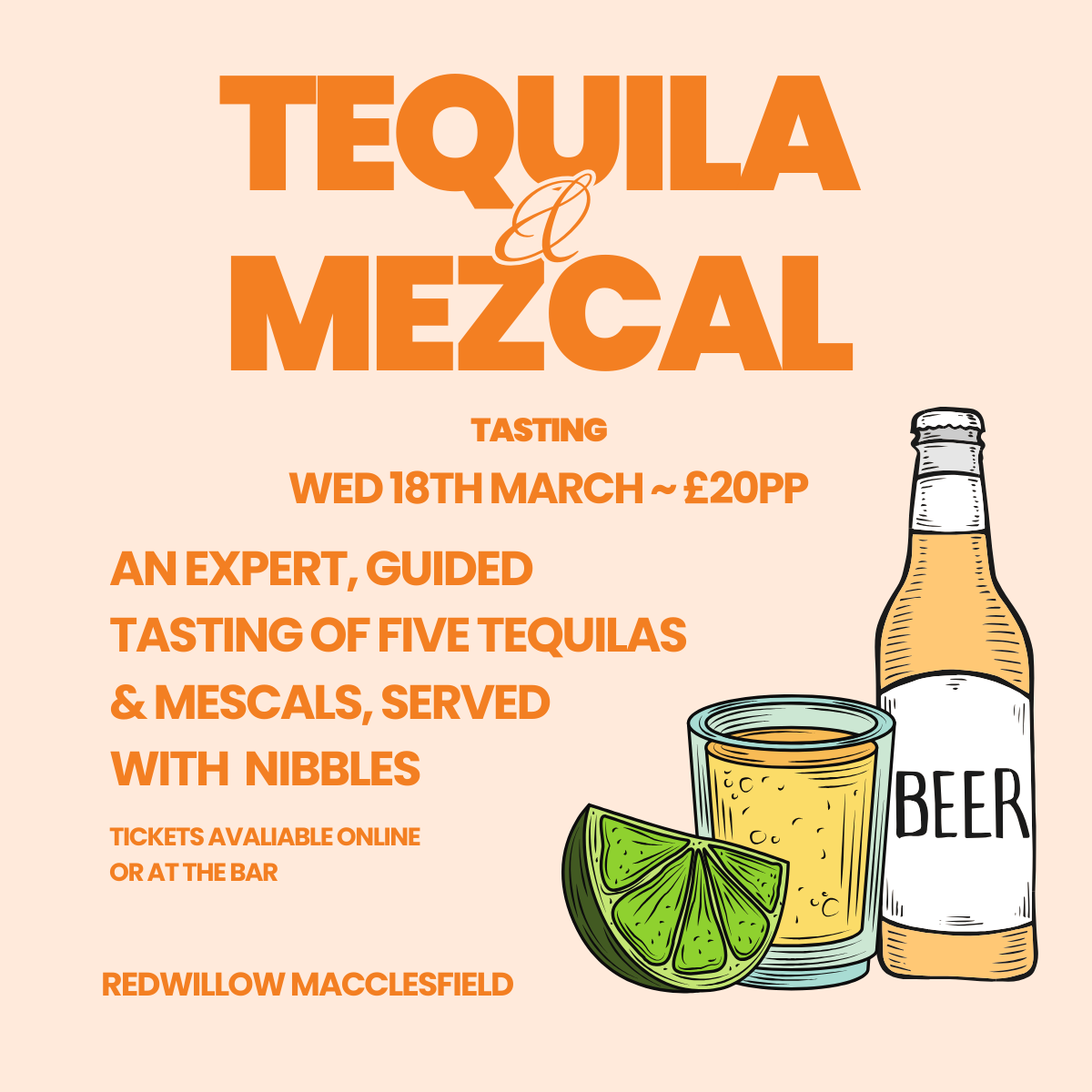 Tequilla & Mezcal Tasting - RedWillow Macclesfield 18th March